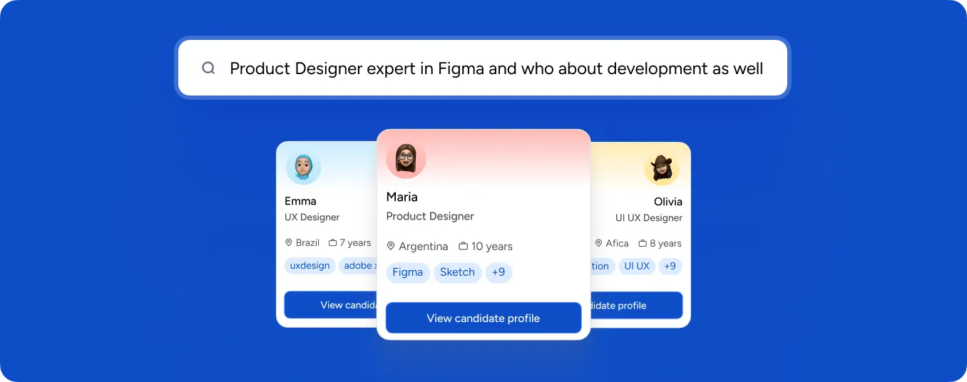Search results showing matched candidate profiles